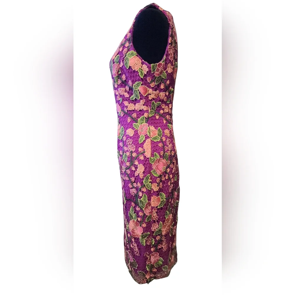 Badgley Mischka Floral Lace Sheath Dress, Womens 4 - Picture 4 of 9